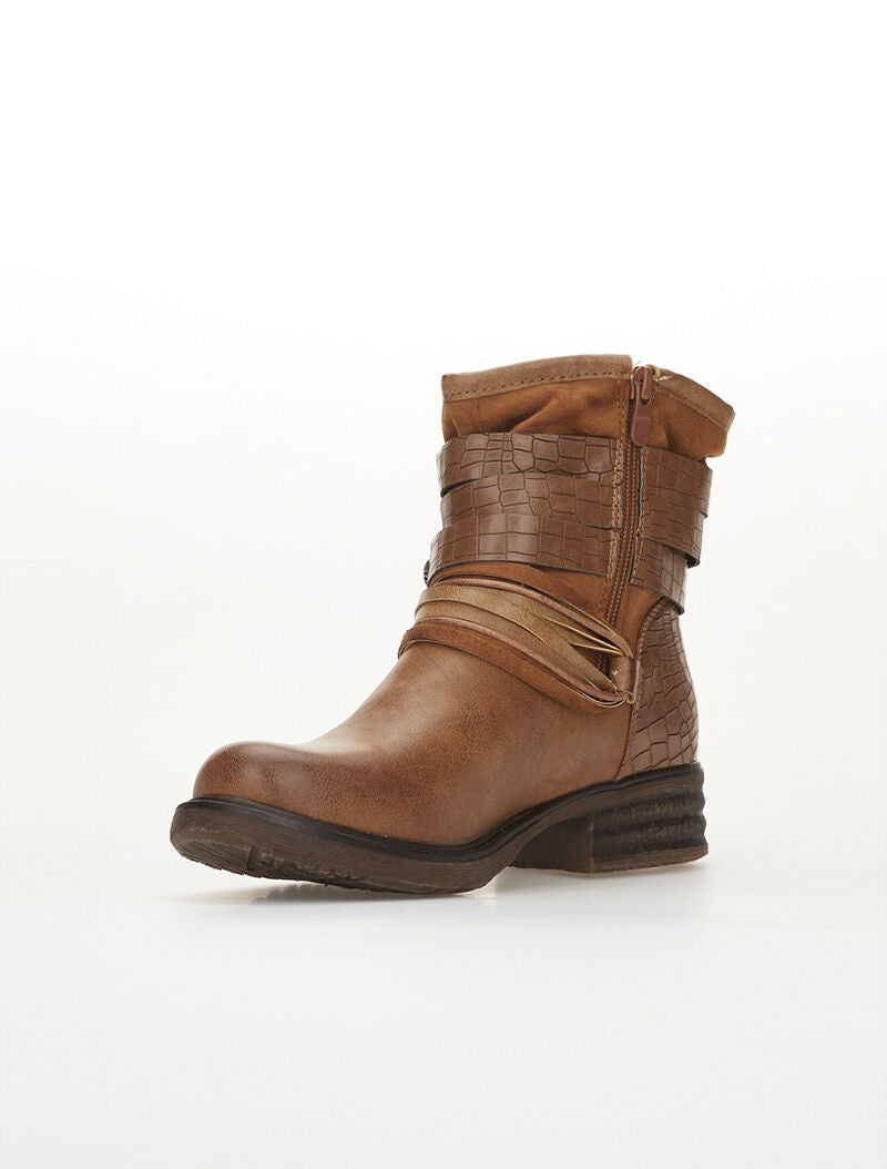 Boots cheville suédine à brides - camel - 3