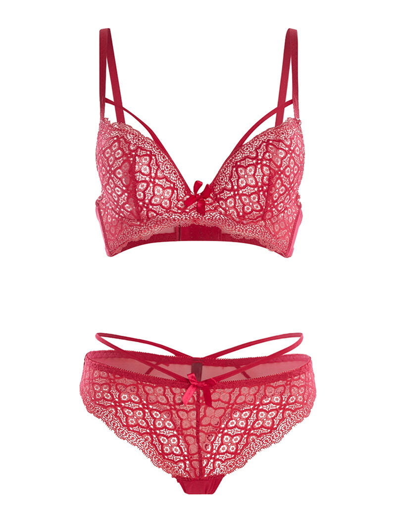 Ensemble SG et string poitrine lace - fushia - 1