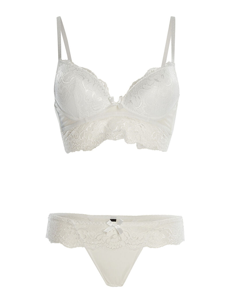 Ensemble SG et string à bord dentelle - blanc - 3