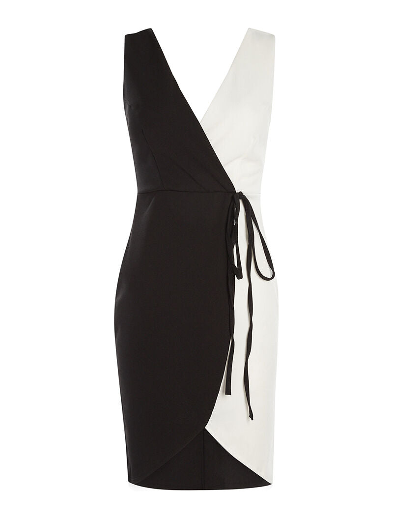 Robe bicolore coté à nouer - noir/blanc - 3