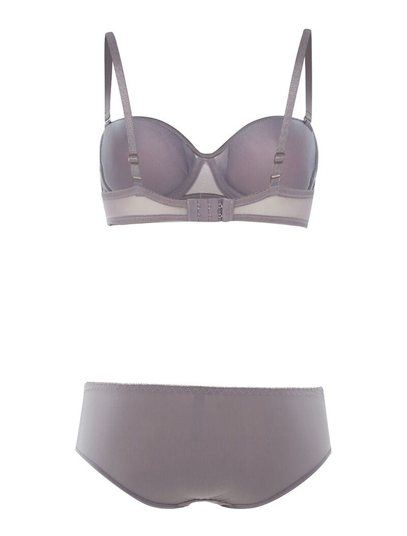 Ensemble SG corbeille dentelle et culotte - gris - 2