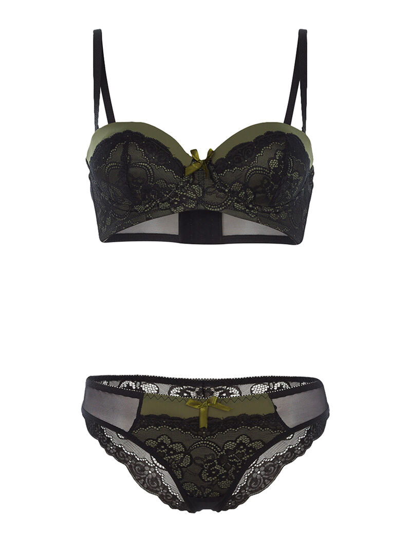 Ensemble SG à corbeille et culotte - noir/kaki - 1