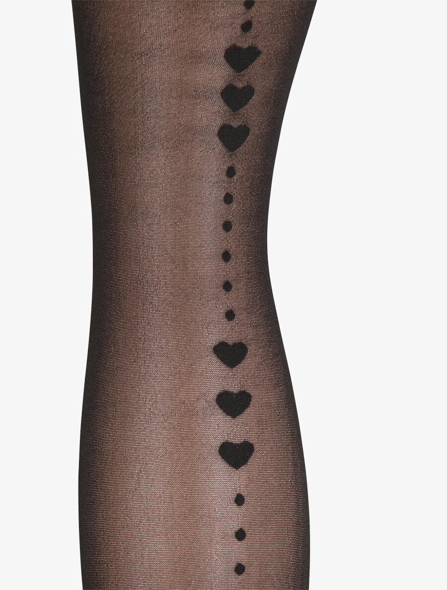 Collants en voile à bas à couture coeur - Noir - 2