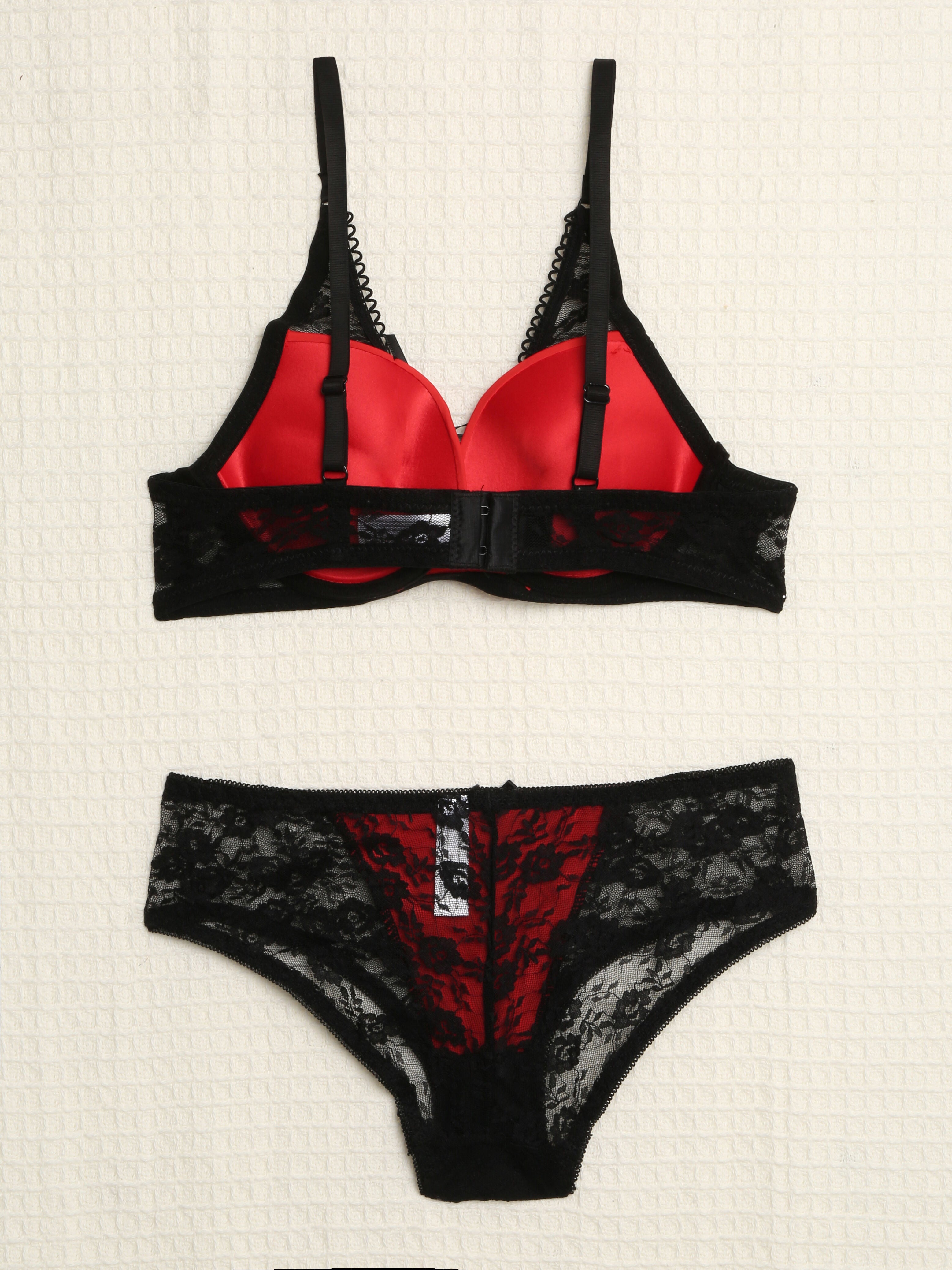 Ensemble sexy à corsage - Rouge/noir - 2