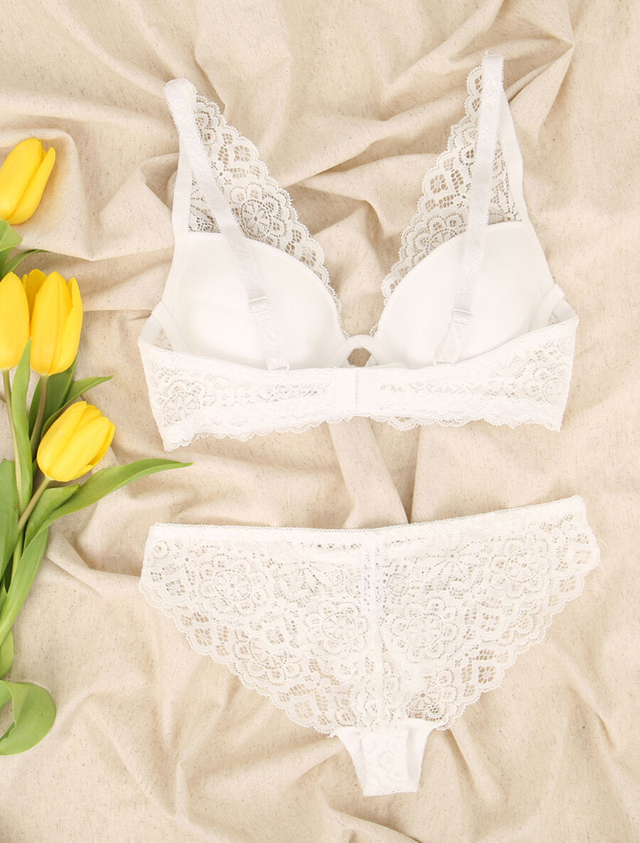 Ensemble en dentelle à motifs fleuris - Blanc - 2