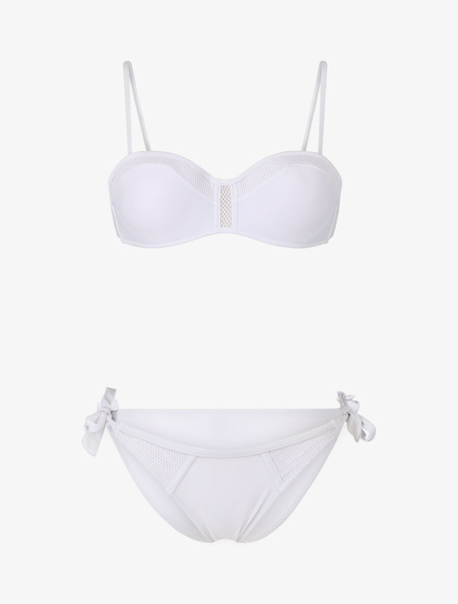 Bikini à détail en dentelle - Blanc - 4