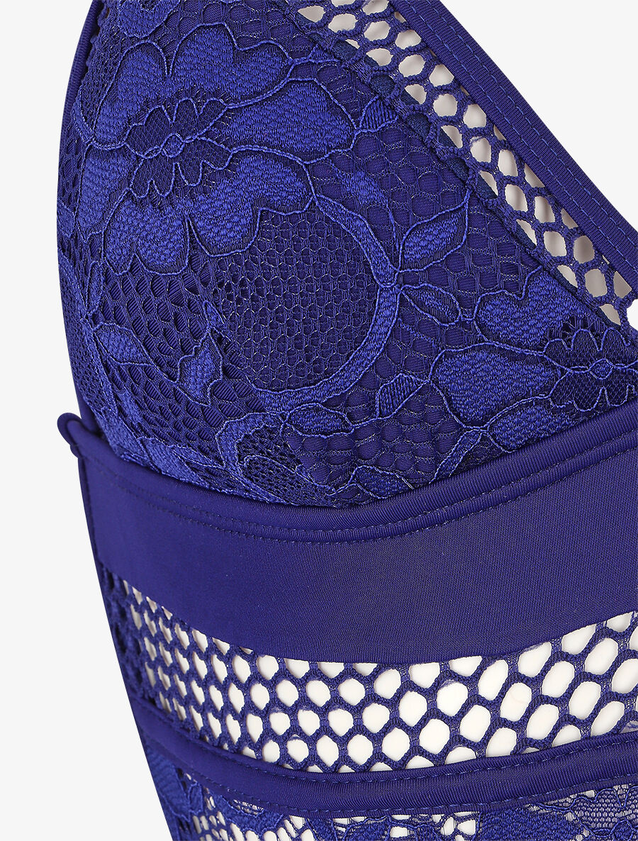 Maillot de bain en dentelle ajourée - Bleu - 3