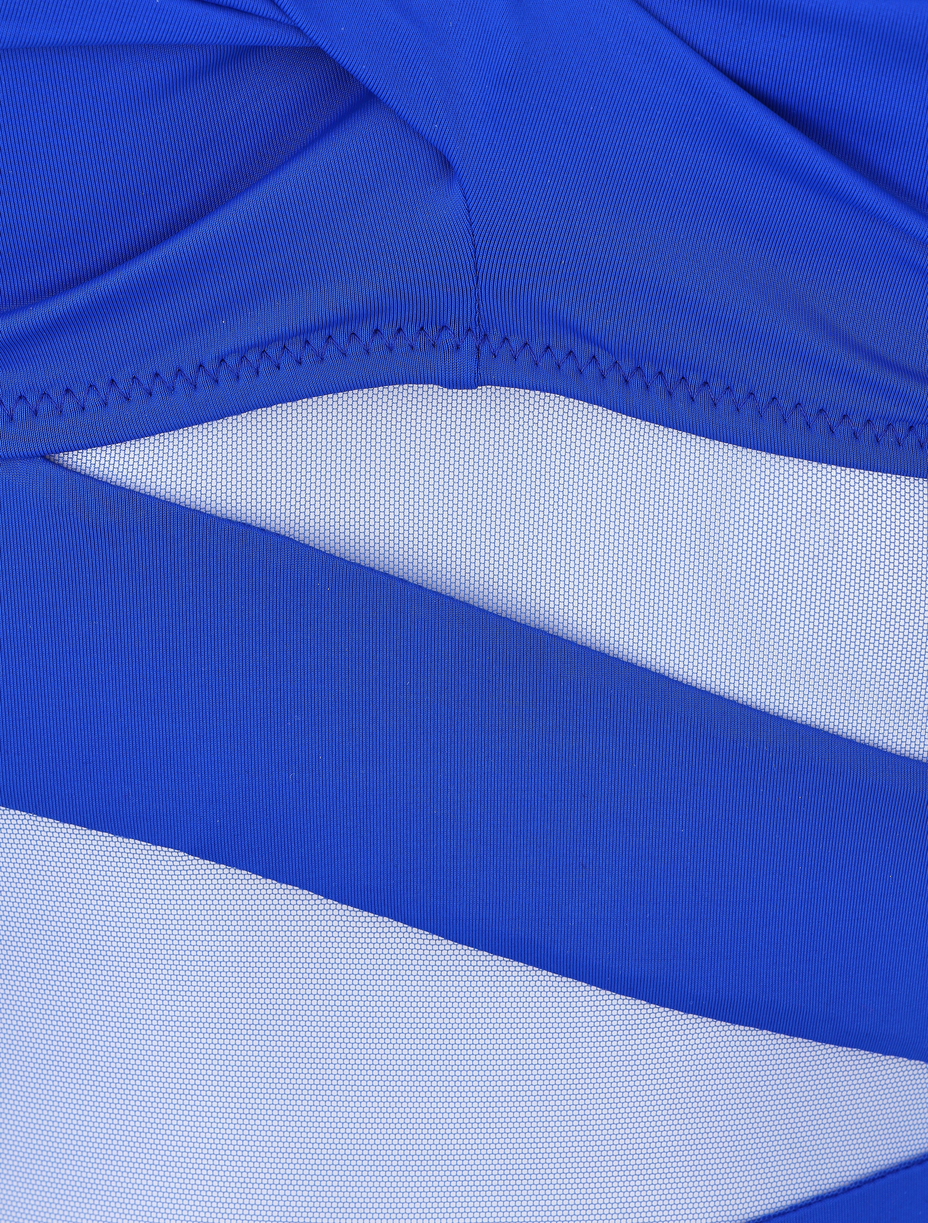 Maillot de bain à empiècements en tulle - Bleu électrique - 3