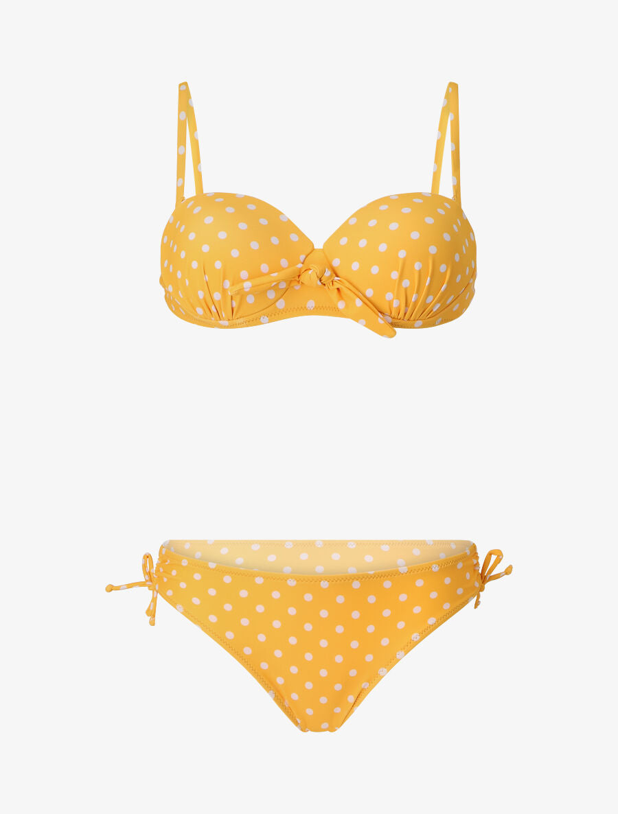 Bikini à pois et noeud - Jaune - 5