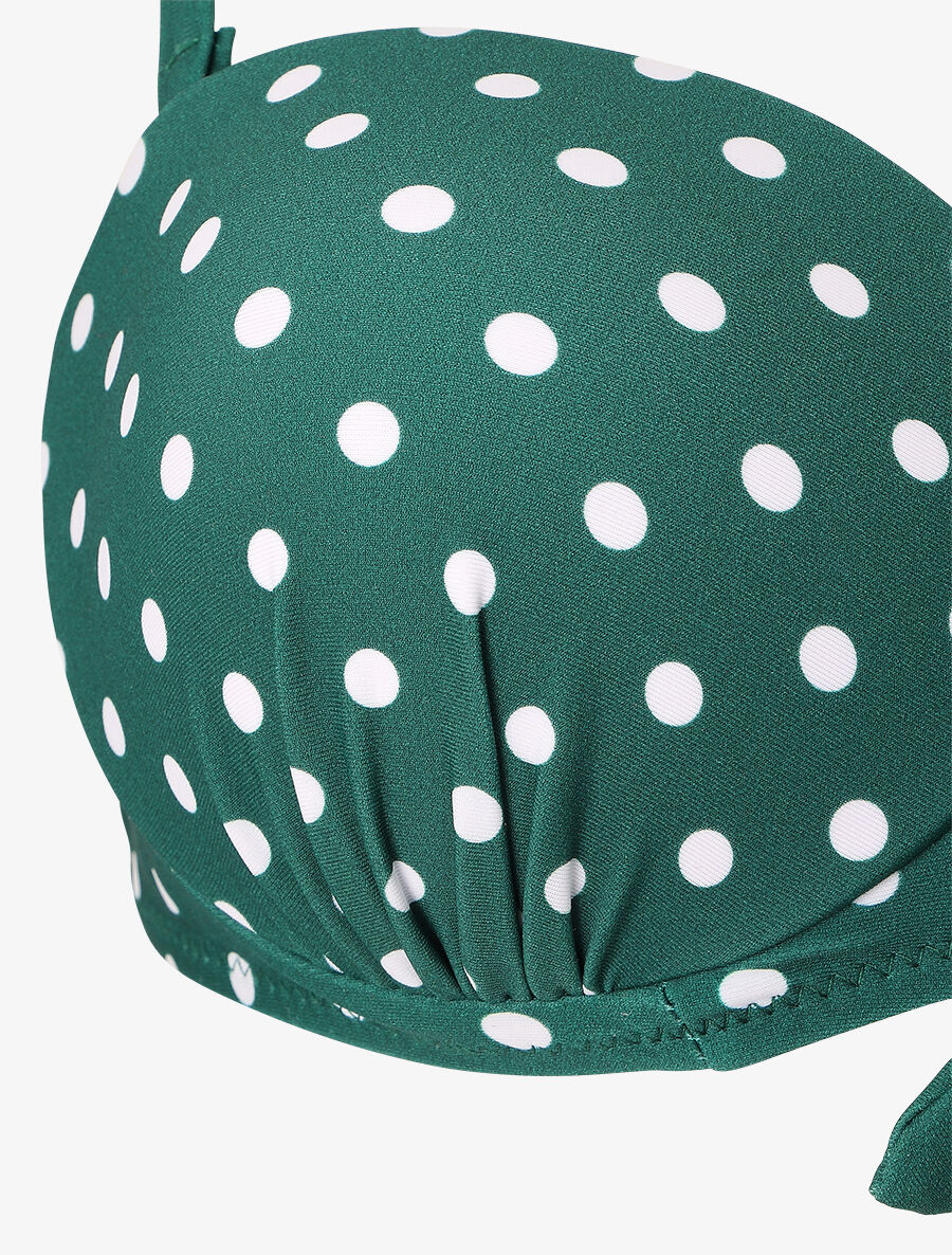 Bikini à pois et noeud - Vert foncé - 3