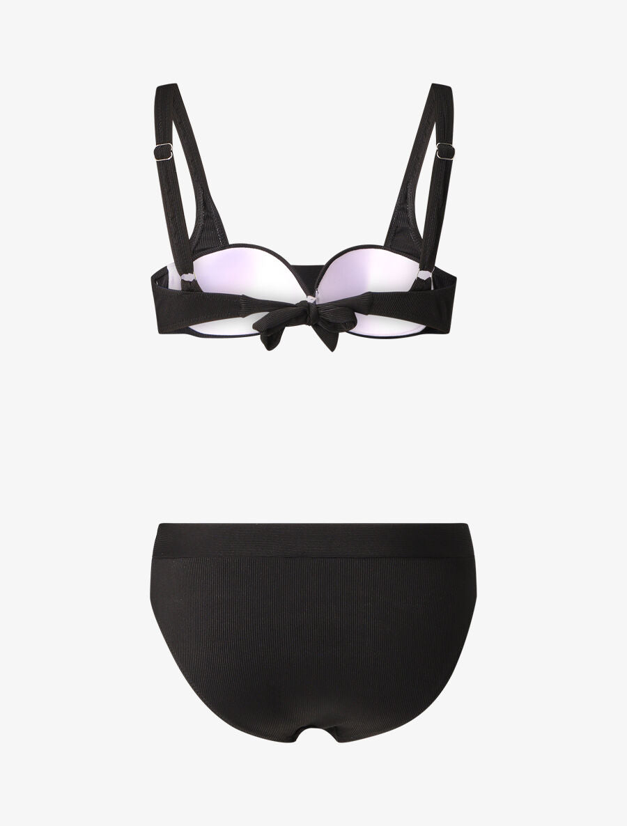 Maillot deux pièces taille haute côtelé - Noir - 2