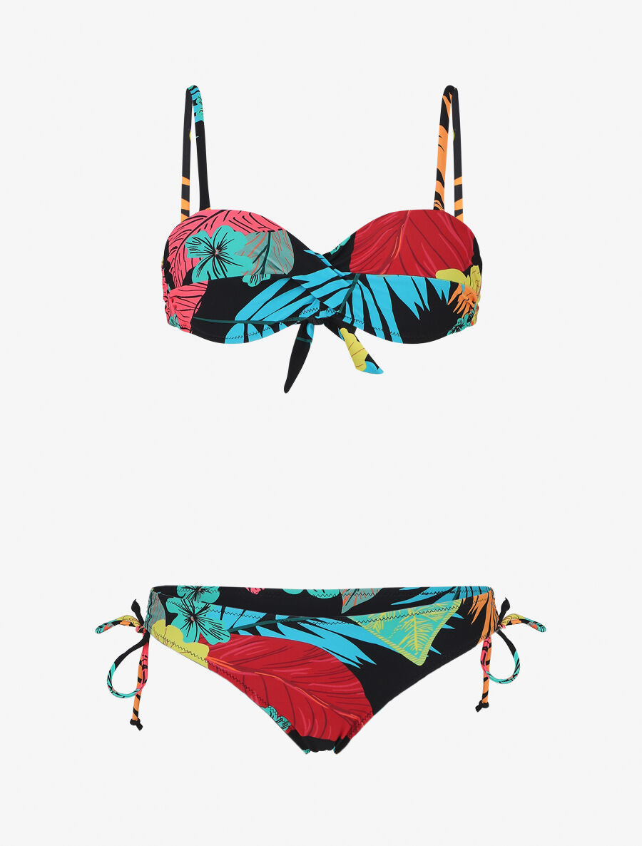 Bikini tropical torsadé - Noir - 4