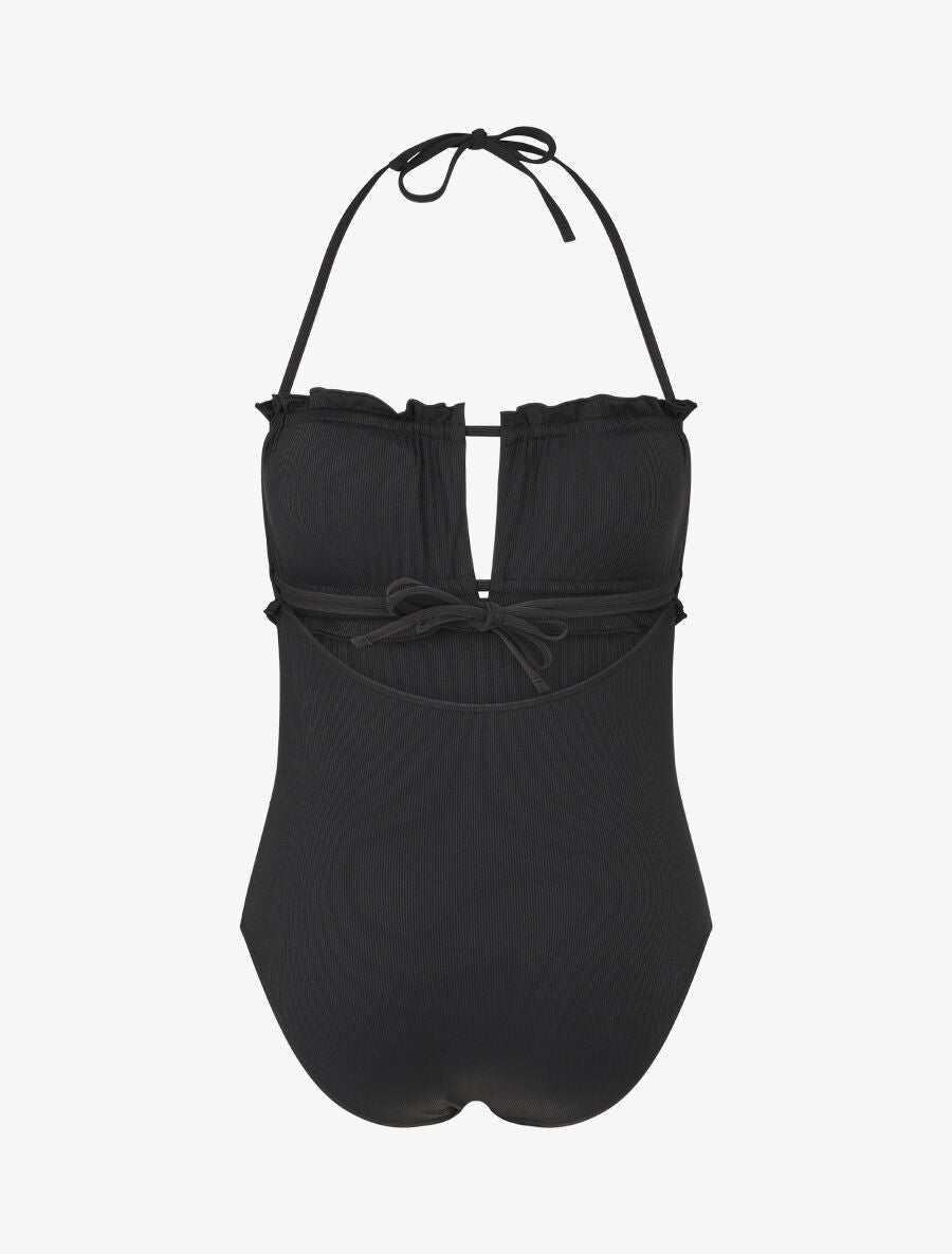 Maillot de bain une pièce à volants - Noir - 2