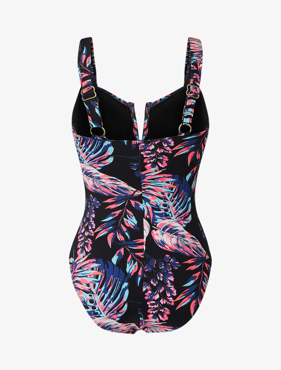 Maillot de bain imprimé plantes tropicales - Noir - 2