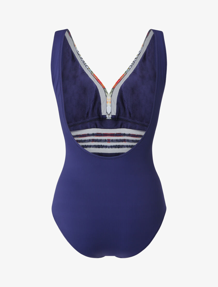 Maillot de bain tropical à liseré en tulle - Blanc - 2