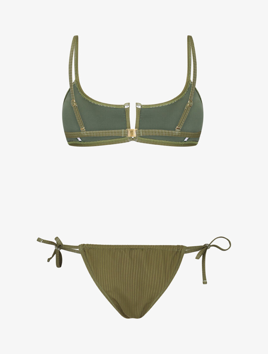 Bikini côtelé à fente - Kaki - 2