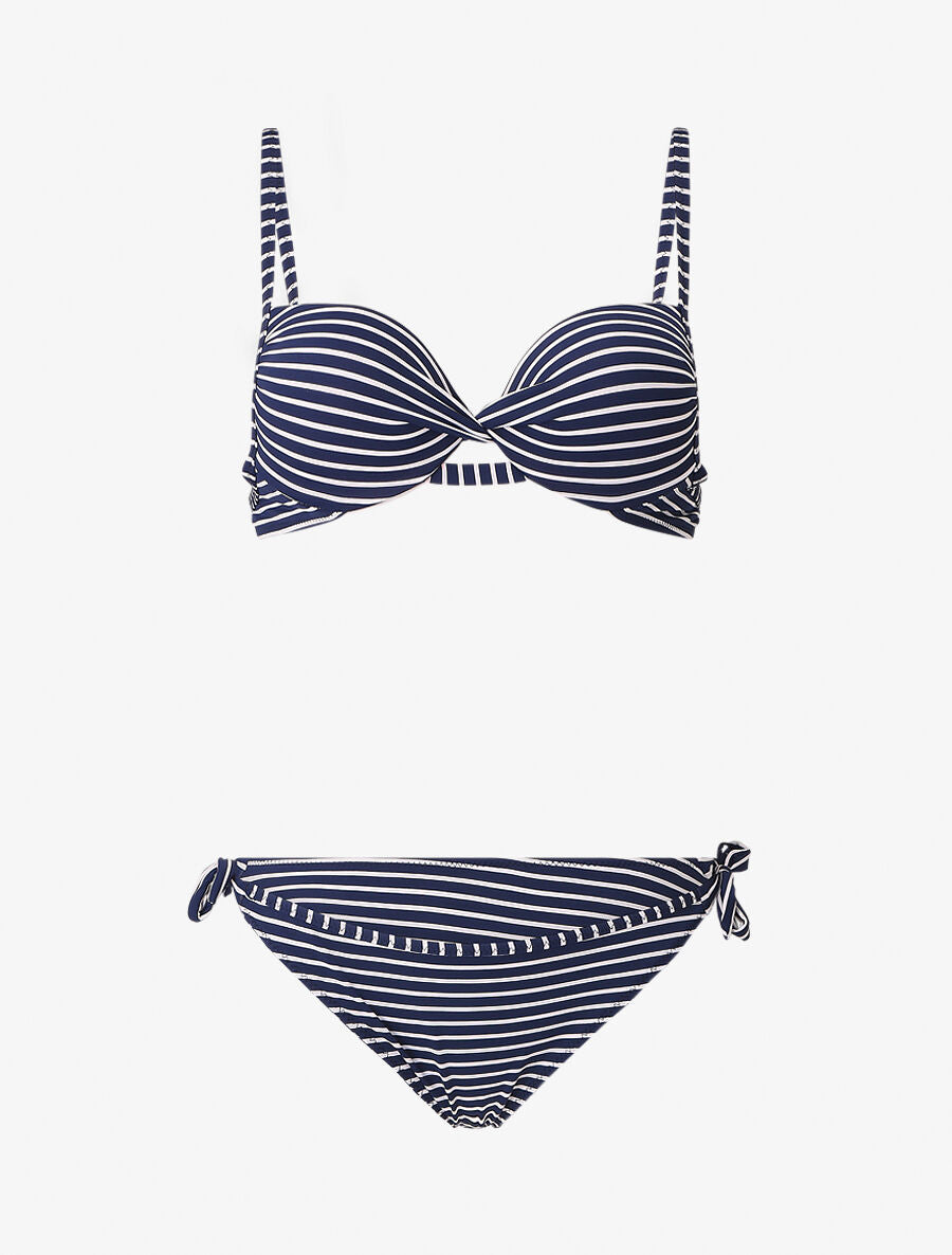 Bikini torsadé à rayures - Marine - 5
