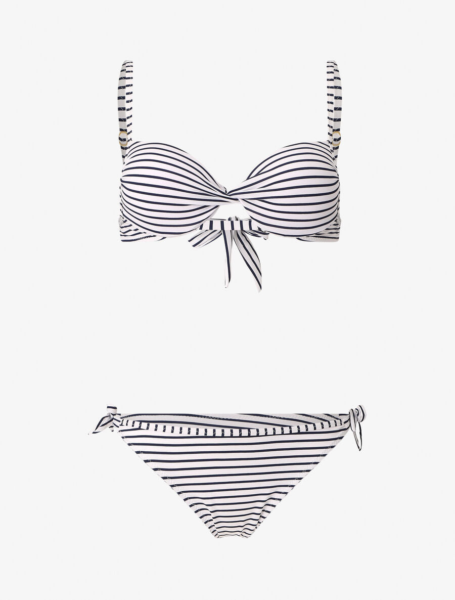 Bikini torsadé à rayures - Blanc - 1