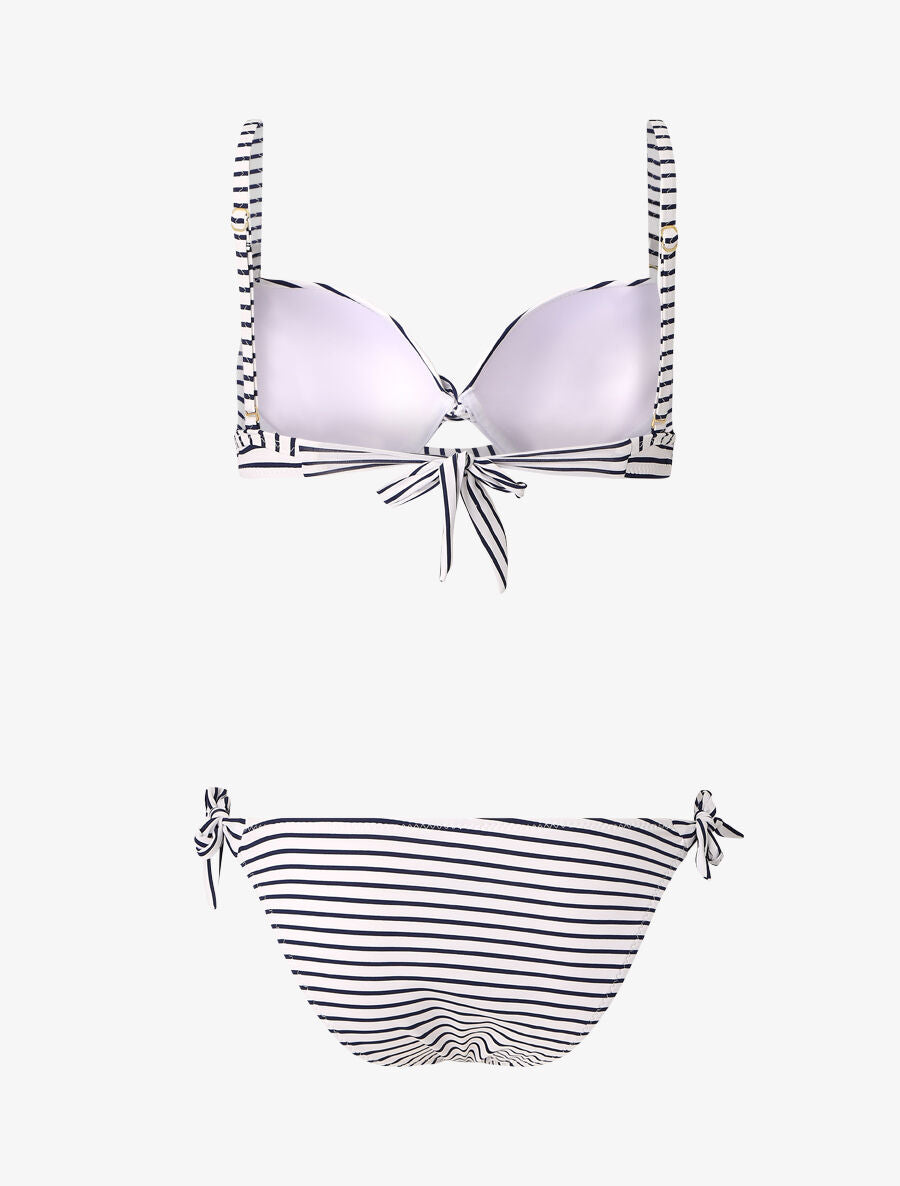Bikini torsadé à rayures - Blanc - 2