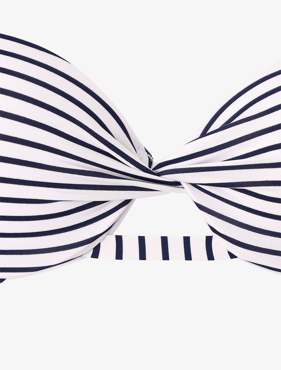 Bikini torsadé à rayures - Blanc - 3