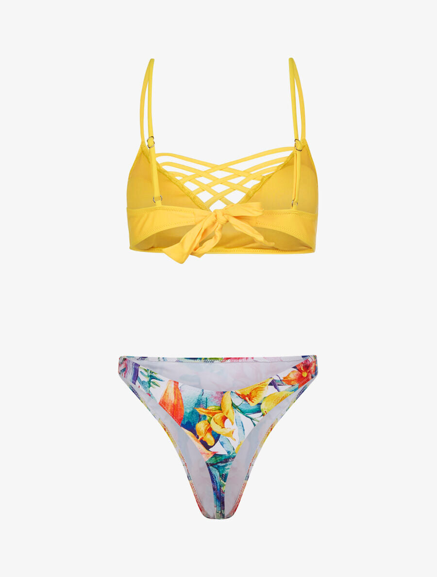 Bikini dépareillé à imprimé floral - Jaune - 3