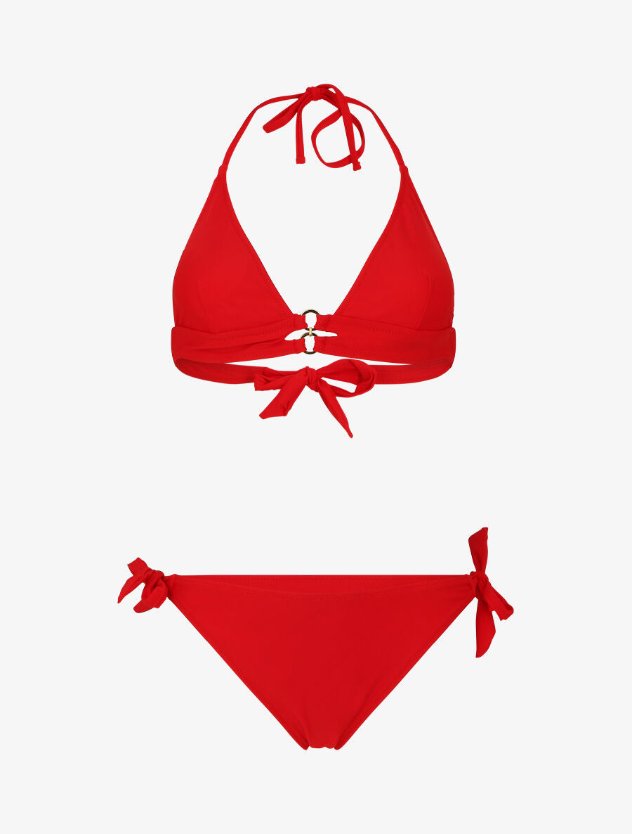 Bikini triangle à detail anneaux - Rouge - 5