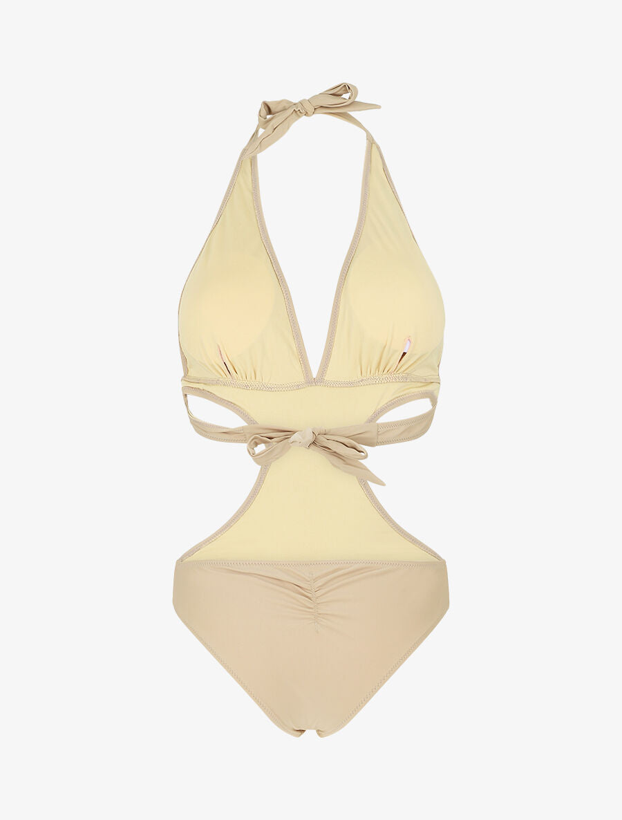 Maillot de bain échancré - Beige - 2