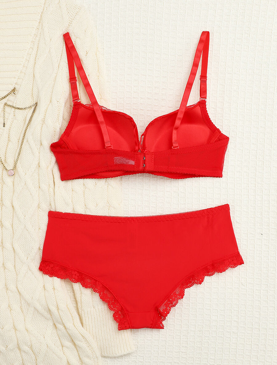 Ensemble ampliforme échancré et shorty - Rouge - 2