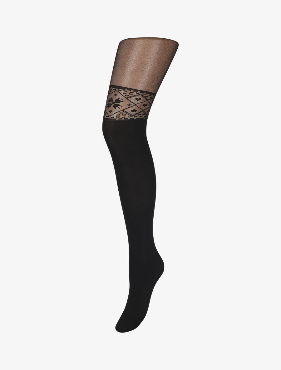Collants en voile à motifs coeurs - Noir - 3