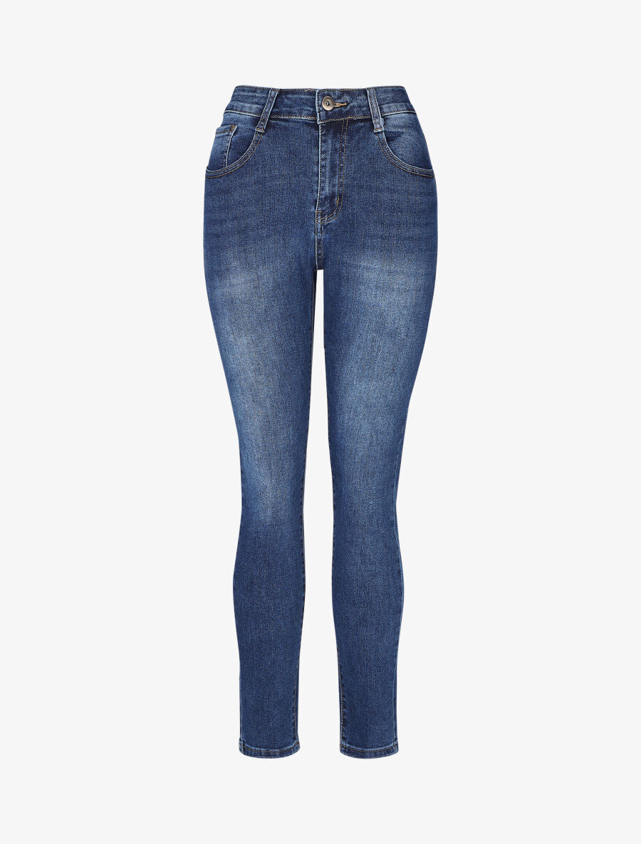 Jean basique légèrement délavé coupe skinny - Bleu - 1