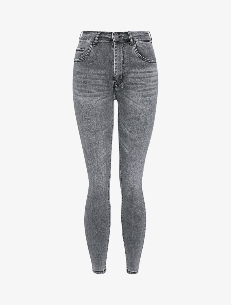 Jean skinny à détails délavés - Gris - 1