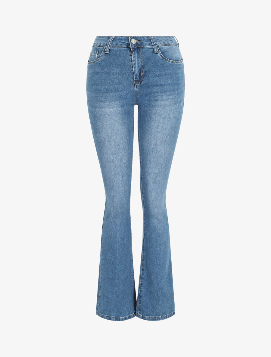 Jean délavé push up coupe flare - Bleu - 1