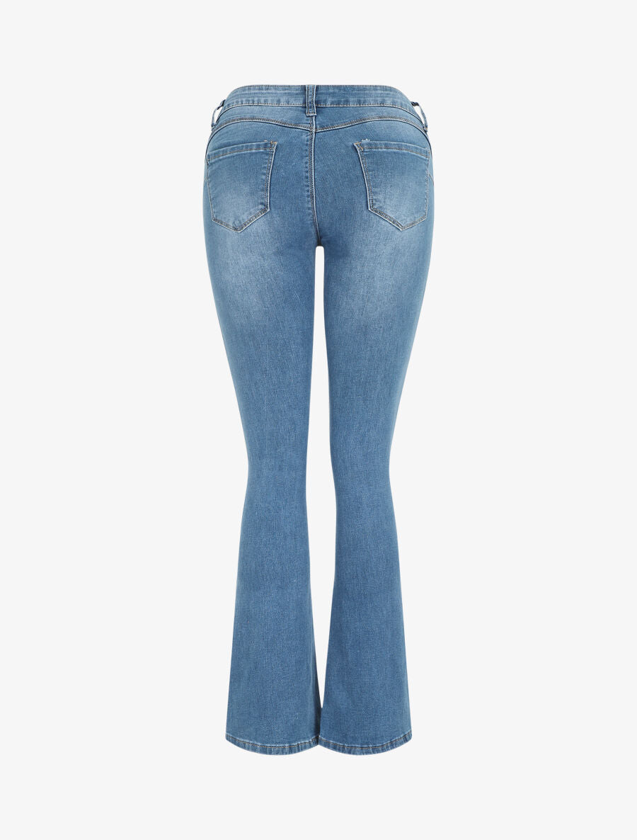Jean délavé push up coupe flare - Bleu - 2
