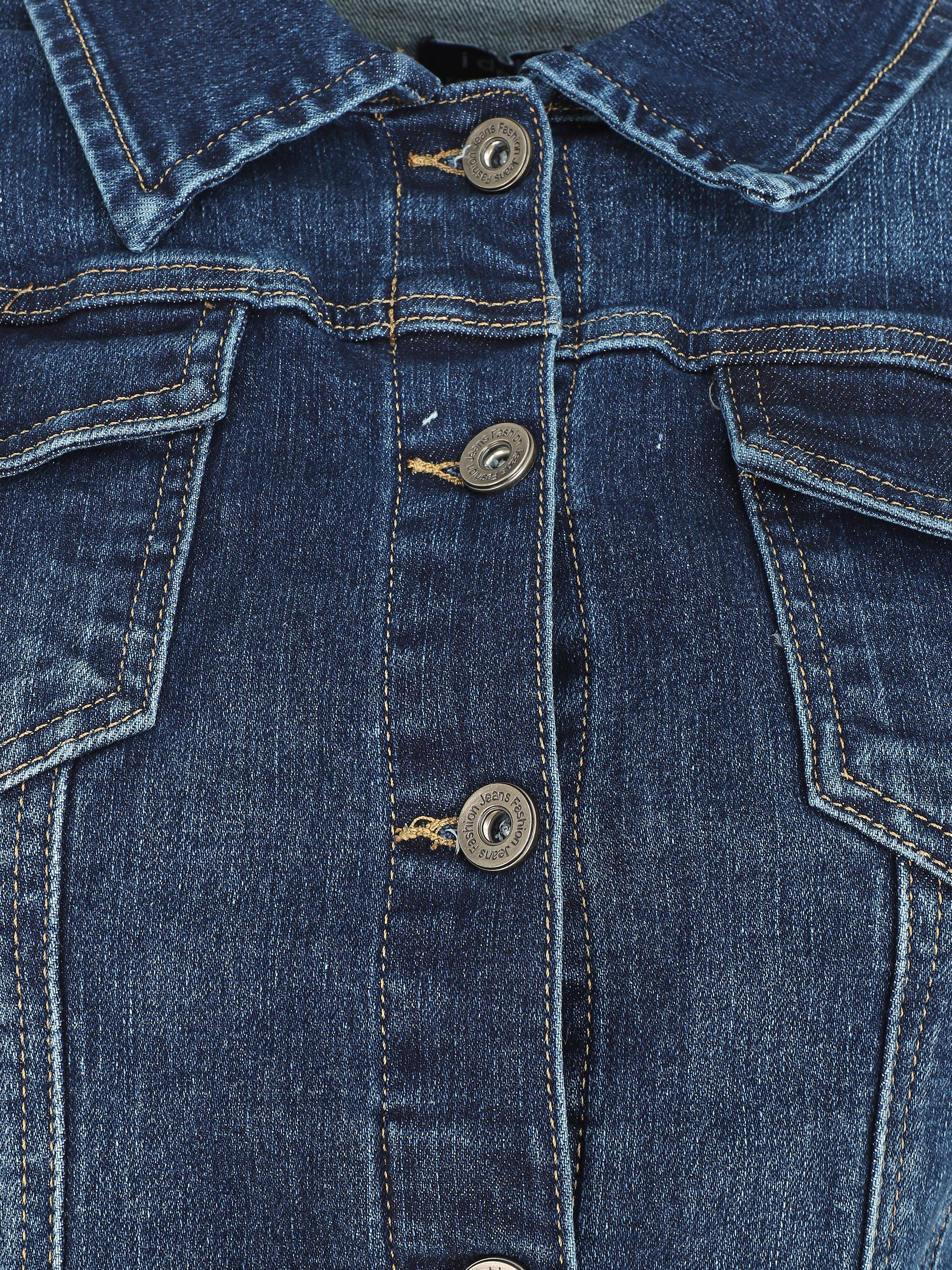 Veste en jean droite - Bleu - 3