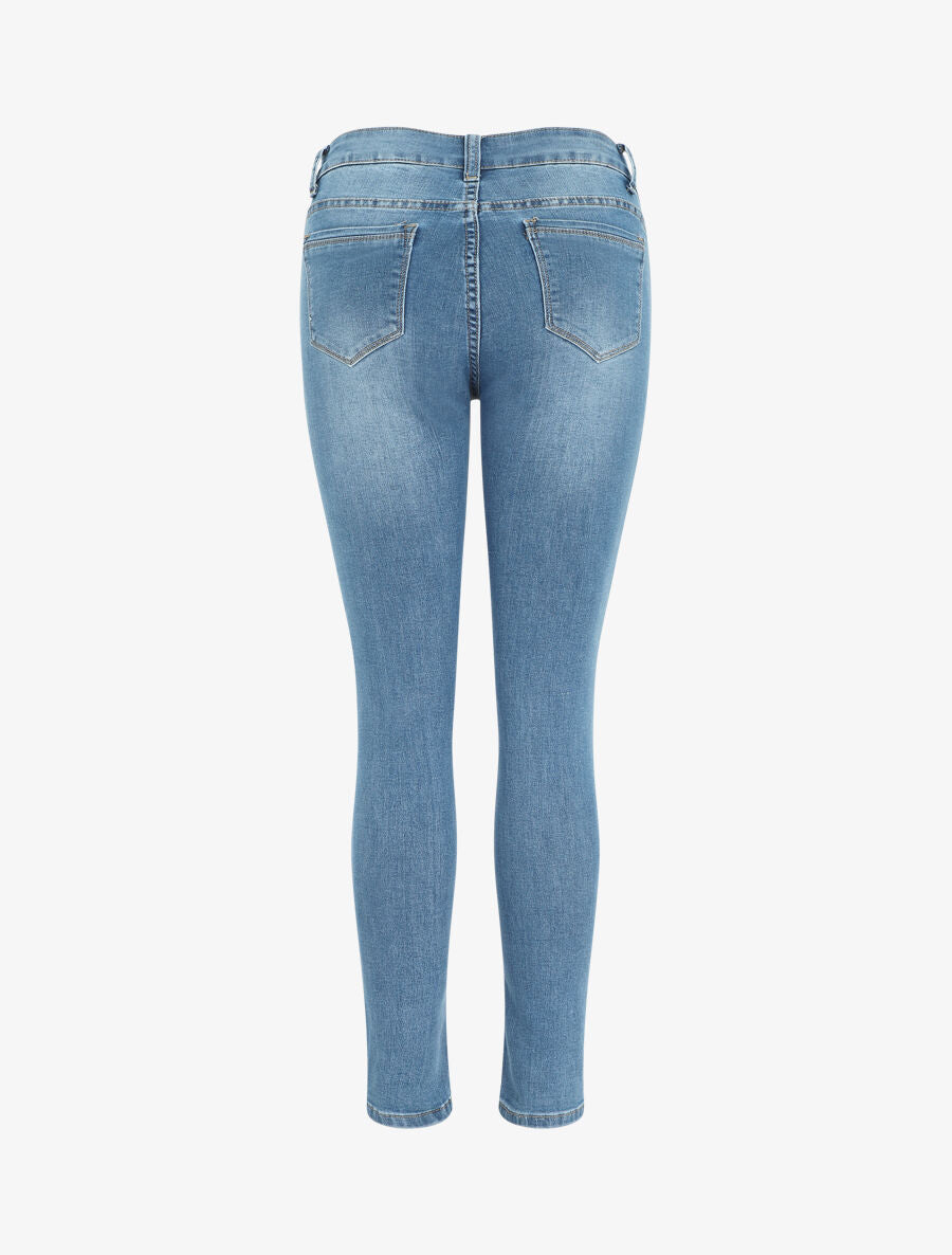 Jean skinny délavé taille haute - Bleu - 2