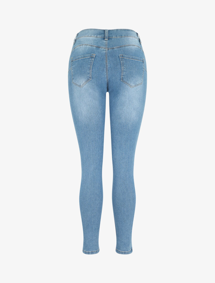 Jean push up légèrement délavé coupe slim - Bleu - 2