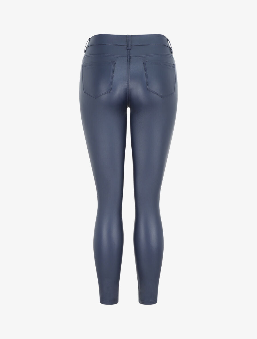 Pantalon en simili coupe skinny - Marine - 2