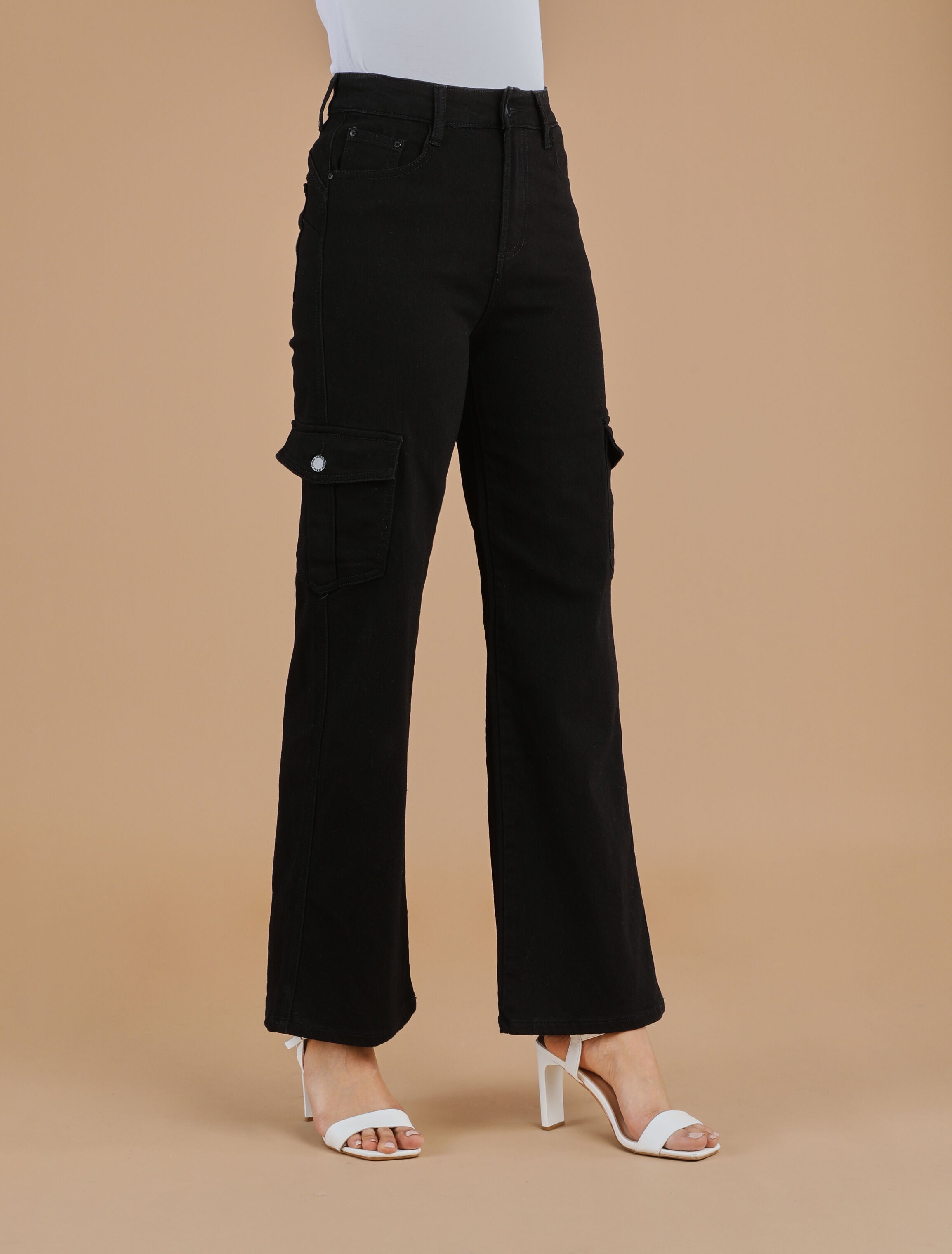 Jean style cargo coupe flare - Noir - 4