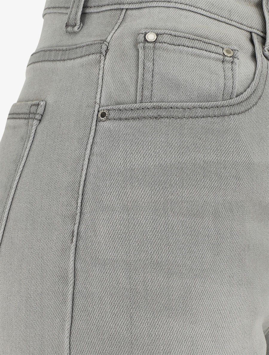 Short en jean droit taille haute - Gris clair - 3