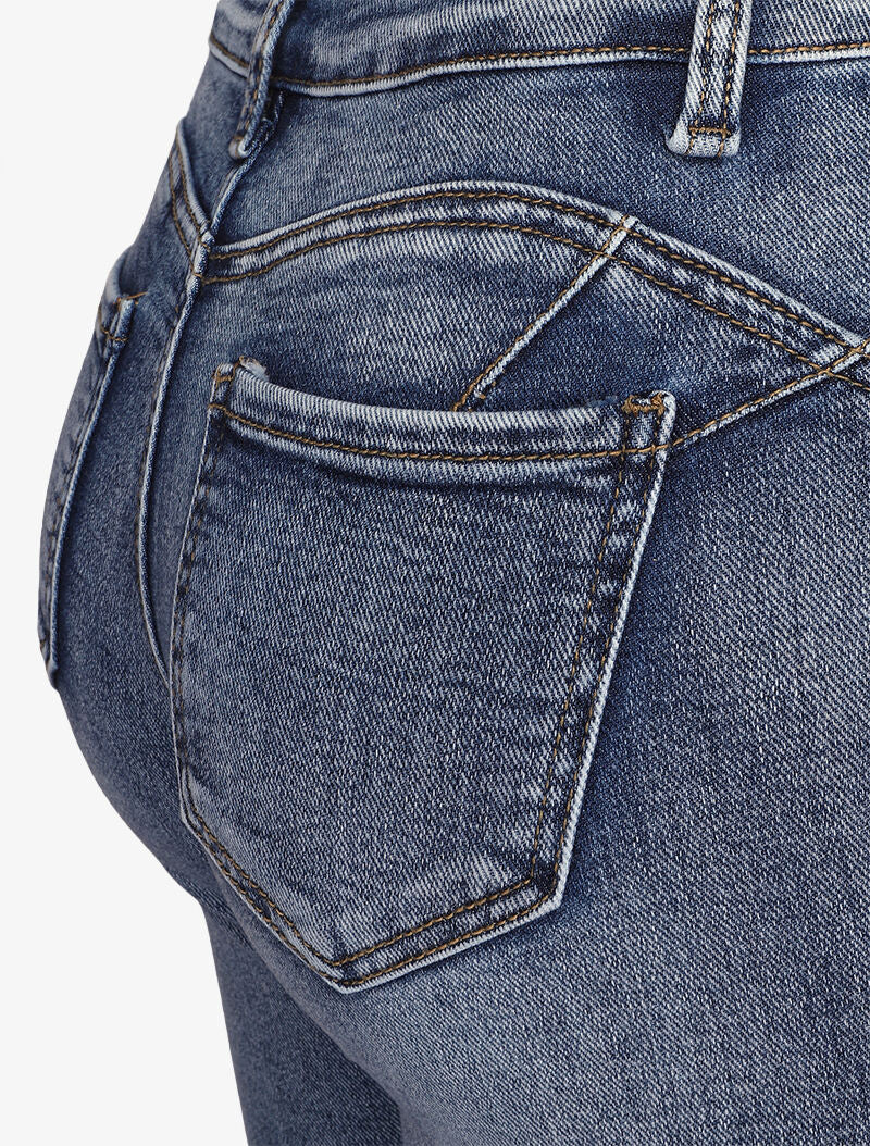 Jean skinny délavé à coutures contrastantes à l&