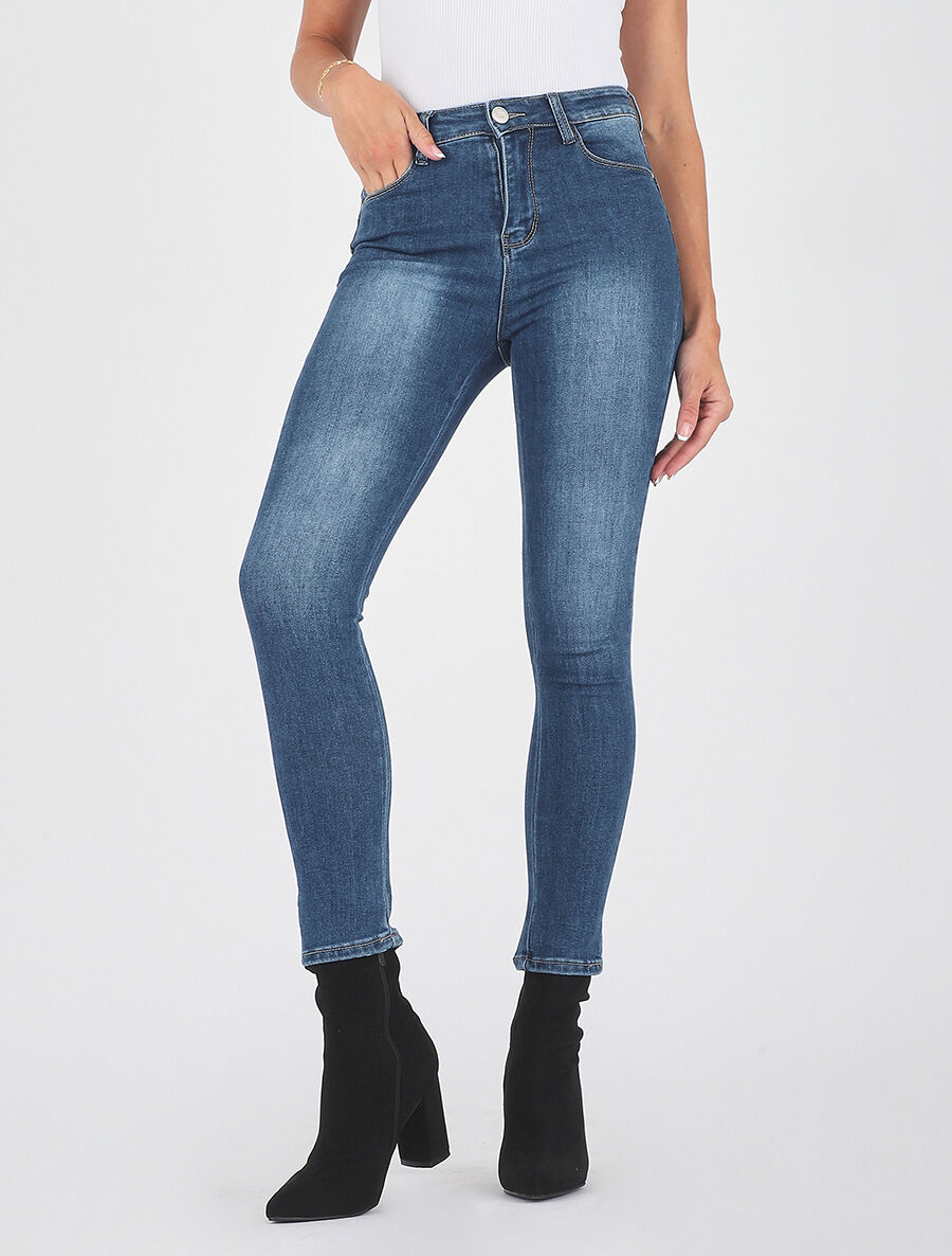 Jean skinny push up taille haute - Bleu - 1