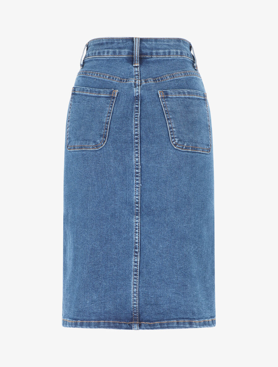 Jupe en jean boutonnée - Bleu - 2