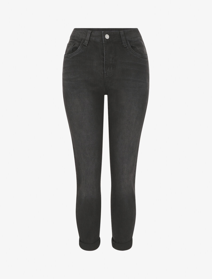 Jean à revers coupe mom fit - Noir - 4