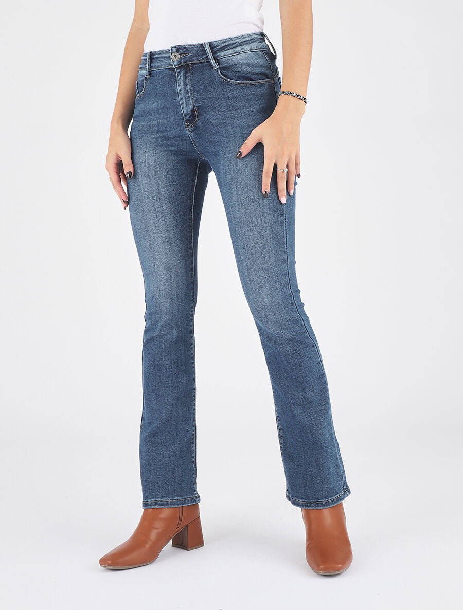 Jean standard effet push up coupe bootcut - Bleu - 4