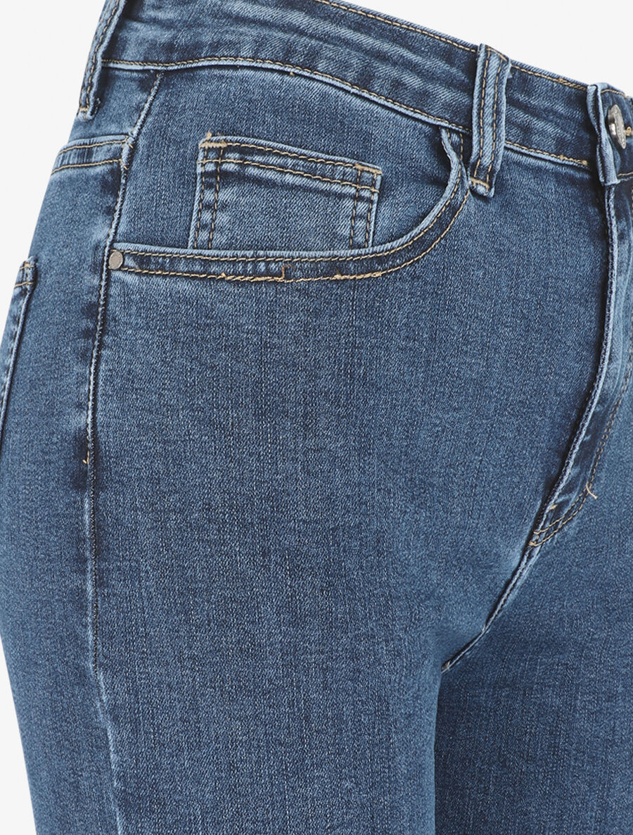 Jean à taille haute coupe droite - Bleu - 3