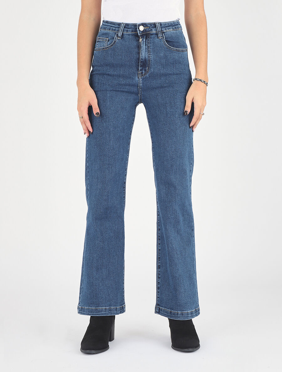 Jean à taille haute coupe droite - Bleu - 4