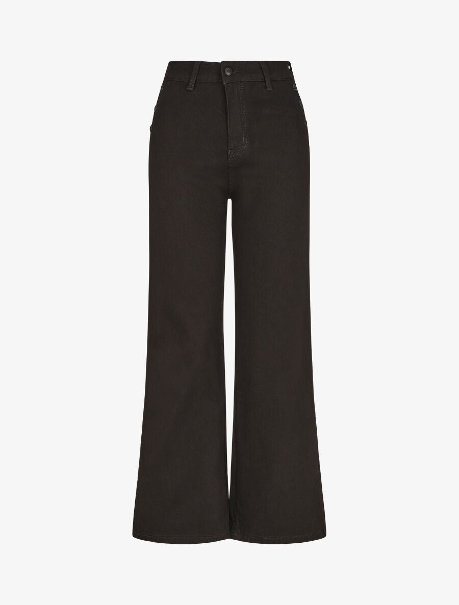 Jean droit uni taille haute - Noir - 1
