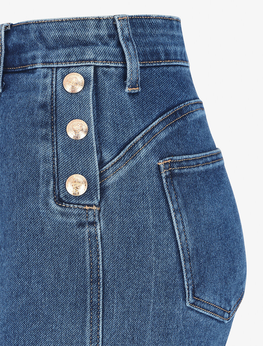 Jean droit uni taille haute - Bleu - 3