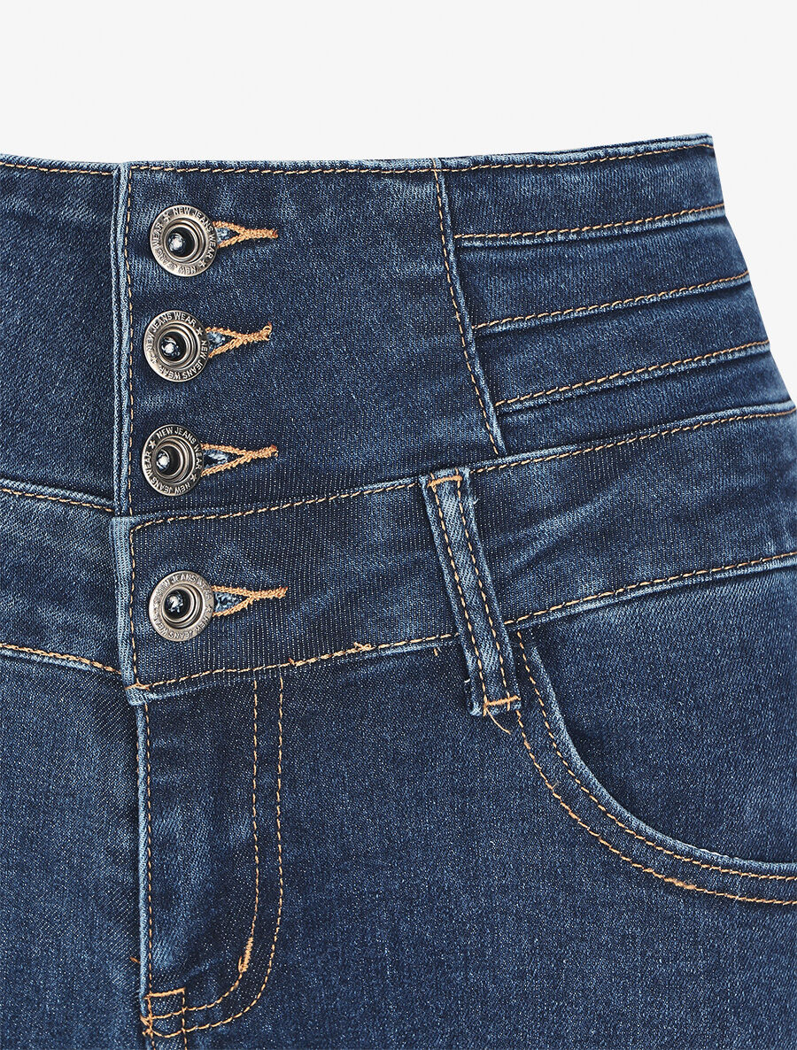 Jean effet ventre gainé coupe skinny - Bleu - 3