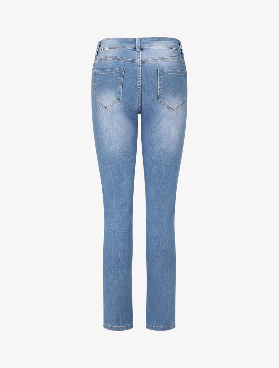 Jean délavé push up coupe droite - Bleu - 2